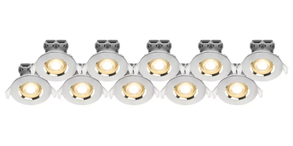 Marque Lot de 10 spots à encastrer fixes chromes LED LAP 3000K 57W IP65 400lm Code 486PP