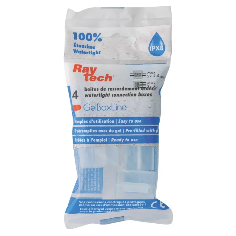 Mini Boîte de dérivation à gel IPX8 à 4 entrées Raytech, transparente, lot de 4 Code 606RF Dernier Modèle