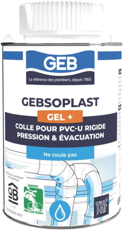 Top Vente Colle PVC sans THF avec pinceau Gebsoplast Gel+ GEB 250ML Code 998RH