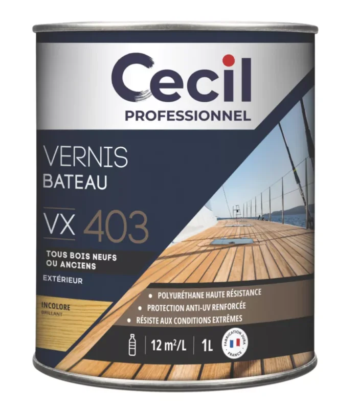 Vernis extérieur Cecil Professionnel VX403 brillant transparent 1L Code 163TF Haute Qualité
