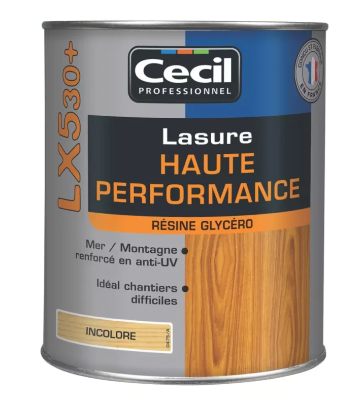 Haute Qualité Lasure Cecil Professionnel LX530+ haute performance transparent satiné 1L Code 564TF