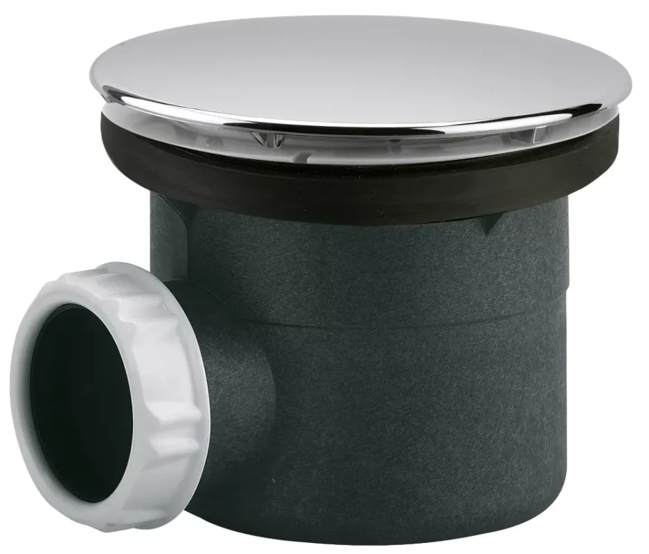 Bonde de douche avec couvercle ABS Valentin noir/chromé 90mm Code 414KK Achetez Aujourd'hui