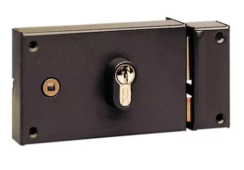 Prix Promo Serrure monopoint en applique horizontale à fouillot en acier verni marron, ouverture à droite Code 813PT