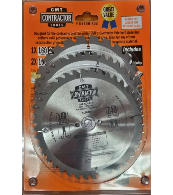 Lames de scie circulaire carbure CMT 160 x 2,2 x 20 mm - Lot de 3 (1x 24 dents + 2x 40 dents) Achetez Aujourd'hui