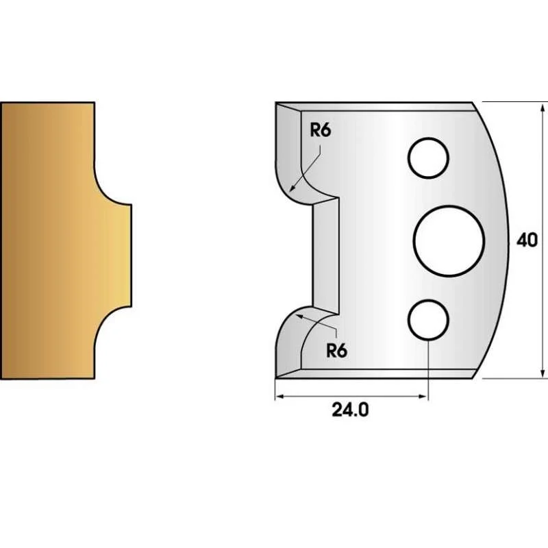 Dernière Chance Paire de fers de toupie hauteur 40 n° 63 - congés rayon 6mm