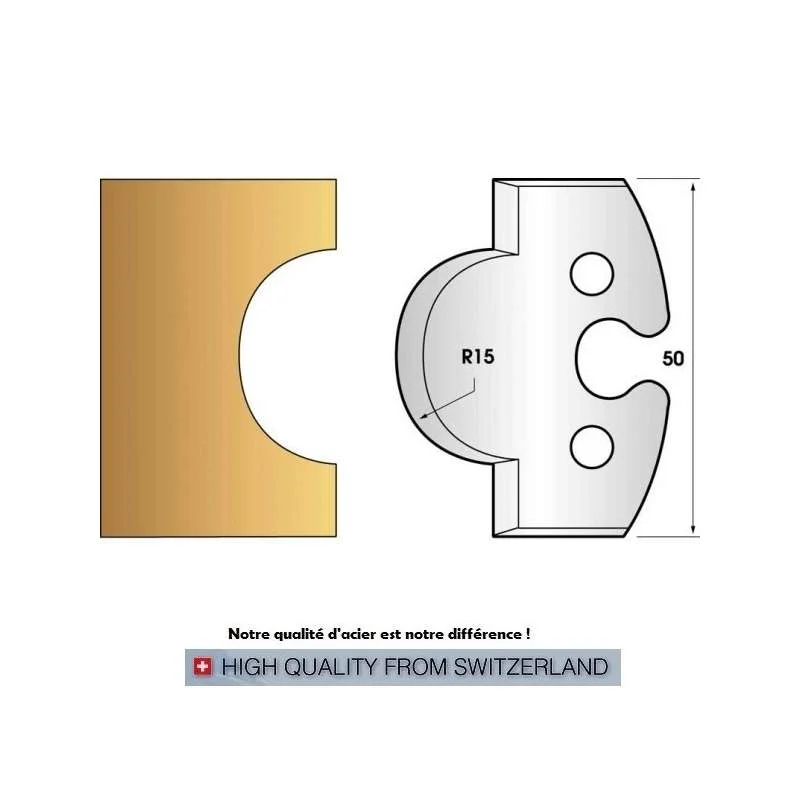Paire de fers de toupie hauteur 50 mm n° 226 - gueule de loup rayon 15 mm Meilleure Vente