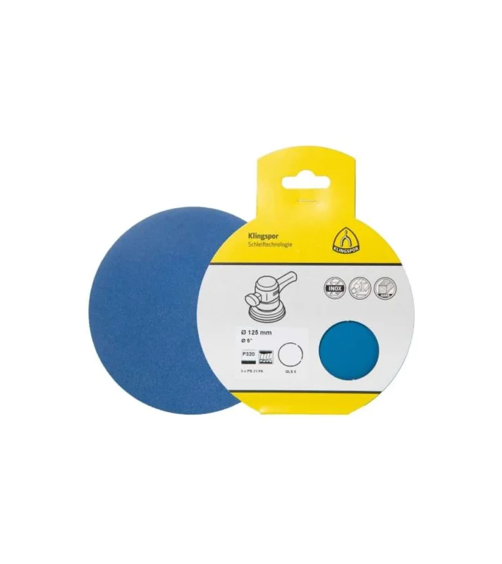 5 Disques abrasifs auto-agrippants 125 mm Klingspor PS 21 FK pour Acier et métal - Grain 60 ref 367262 Haute Qualité