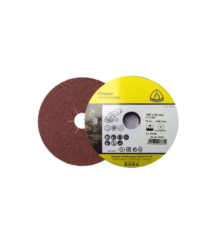 Seulement Aujourd'hui Disque fibre corindon CS561 alésage étoilé Klingspor 125x22 mm Grain 60 - Lot de 5